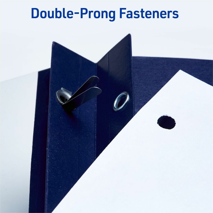 Avery&reg; Letter Report Cover - 8 1/2" x 11" - 20 Sheets Capacity - 3 x Double Prong Fastener(s) - 1/2" for Folder - Metal, Polypropylene - Dark Blue - 0% Recycled - 25 / Box