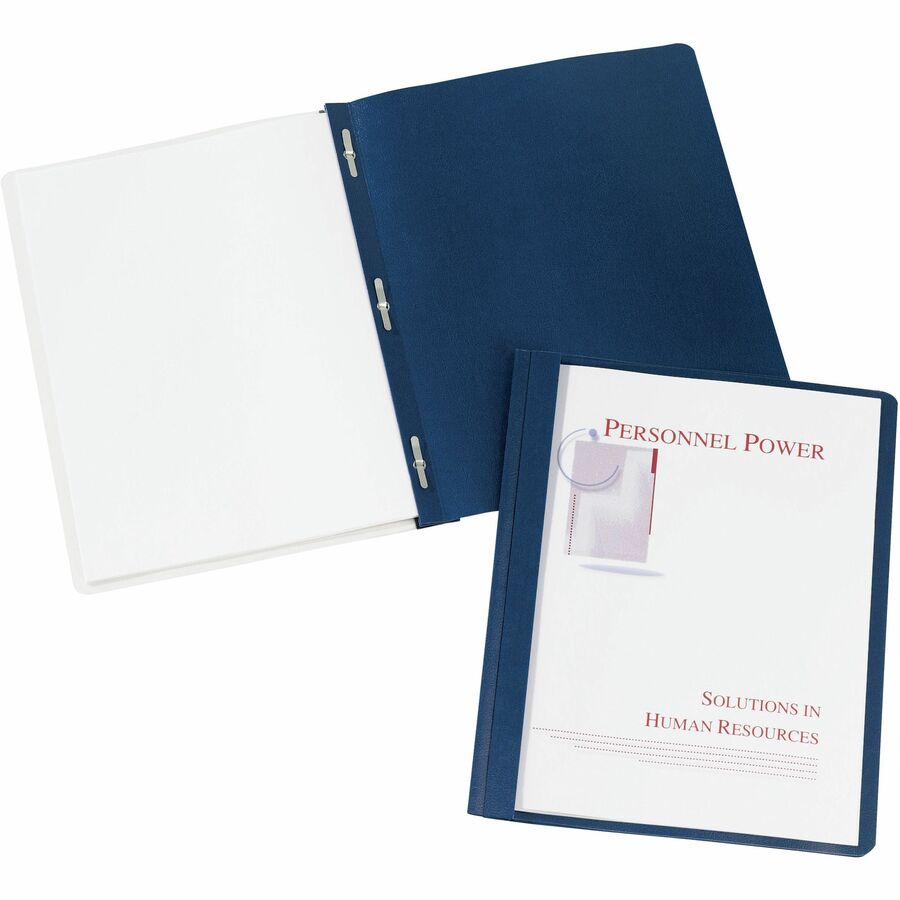 Avery&reg; Letter Report Cover - 8 1/2" x 11" - 20 Sheets Capacity - 3 x Double Prong Fastener(s) - 1/2" for Folder - Metal, Polypropylene - Dark Blue - 0% Recycled - 25 / Box