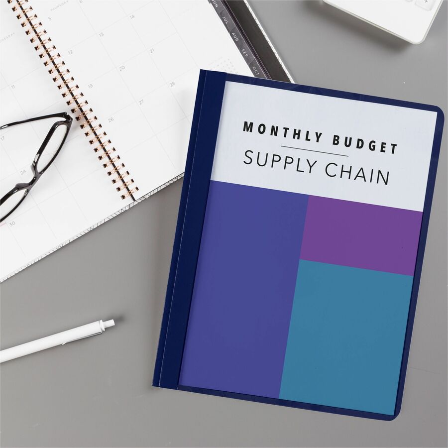 Avery&reg; Letter Report Cover - 8 1/2" x 11" - 20 Sheets Capacity - 3 x Double Prong Fastener(s) - 1/2" for Folder - Metal, Polypropylene - Dark Blue - 0% Recycled - 25 / Box