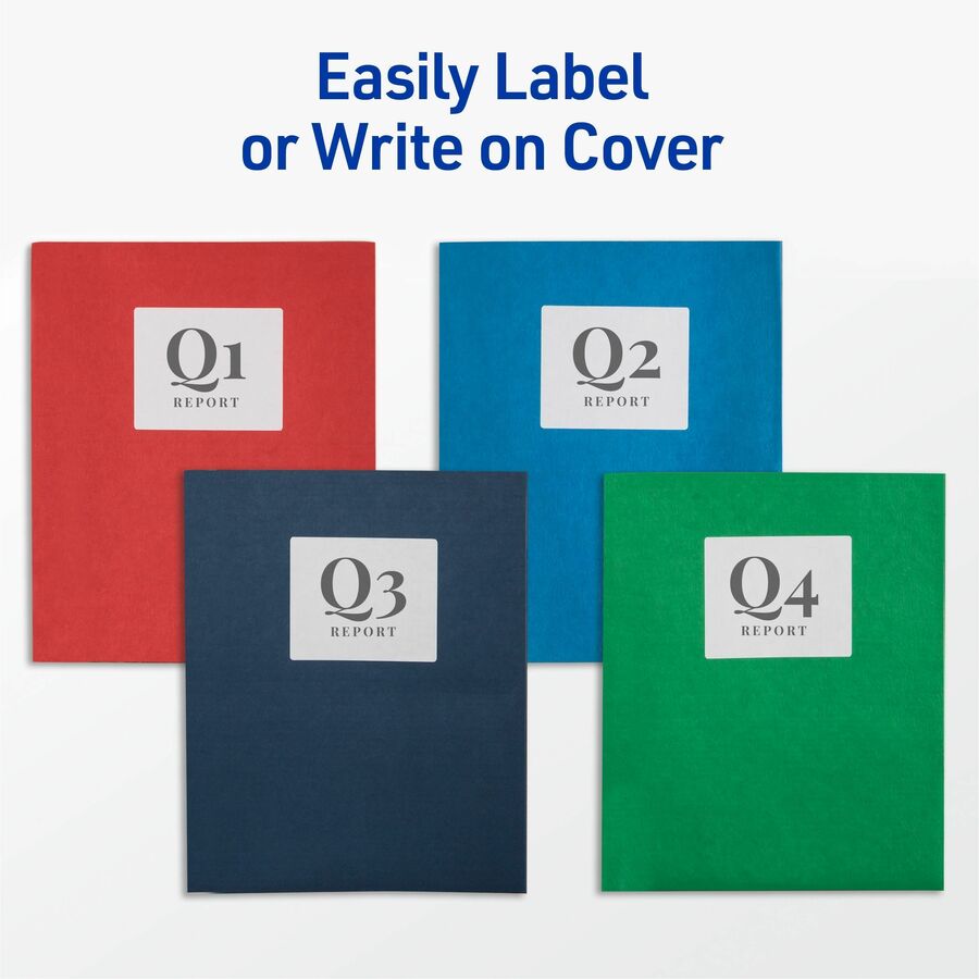 Avery&reg; Letter Report Cover - 8 1/2" x 11" - 70 Sheets Capacity - 3 x 3-prong Fastener Fastener(s) - 1/2" for Folder - 2 Internal Pocket(s) - Paper - Dark Blue - 0% Recycled - 25 / Box