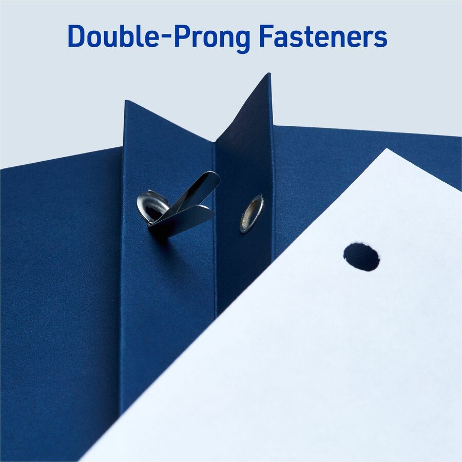 Avery&reg; Letter Report Cover - 8 1/2" x 11" - 70 Sheets Capacity - 3 x 3-prong Fastener Fastener(s) - 1/2" for Folder - 2 Internal Pocket(s) - Paper - Dark Blue - 0% Recycled - 25 / Box