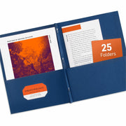 Avery&reg; Letter Report Cover - 8 1/2" x 11" - 70 Sheets Capacity - 3 x 3-prong Fastener Fastener(s) - 1/2" for Folder - 2 Internal Pocket(s) - Paper - Dark Blue - 0% Recycled - 25 / Box