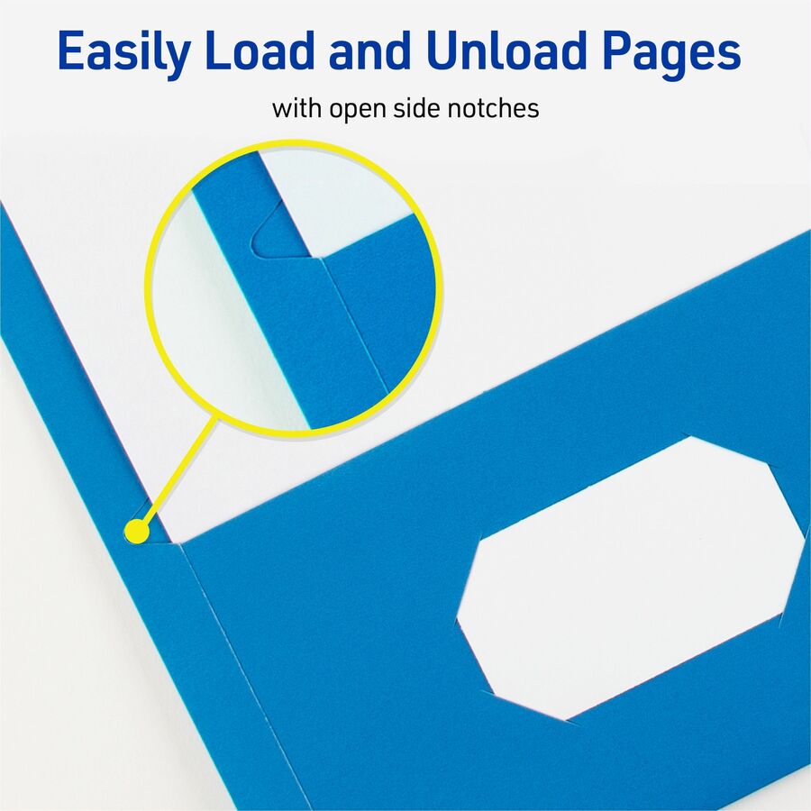 Avery&reg; Letter Report Cover - 8 1/2" x 11" - 70 Sheets Capacity - 3 x 3-prong Fastener Fastener(s) - 1/2" for Folder - 2 Internal Pocket(s) - Paper - Light Blue - 0% Recycled - 25 / Box