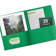 Avery&reg; Letter Report Cover - 8 1/2" x 11" - 70 Sheets Capacity - 3 x 3-prong Fastener Fastener(s) - 1/2" for Folder - 2 Internal Pocket(s) - Paper - Green - 0% Recycled - 25 / Box