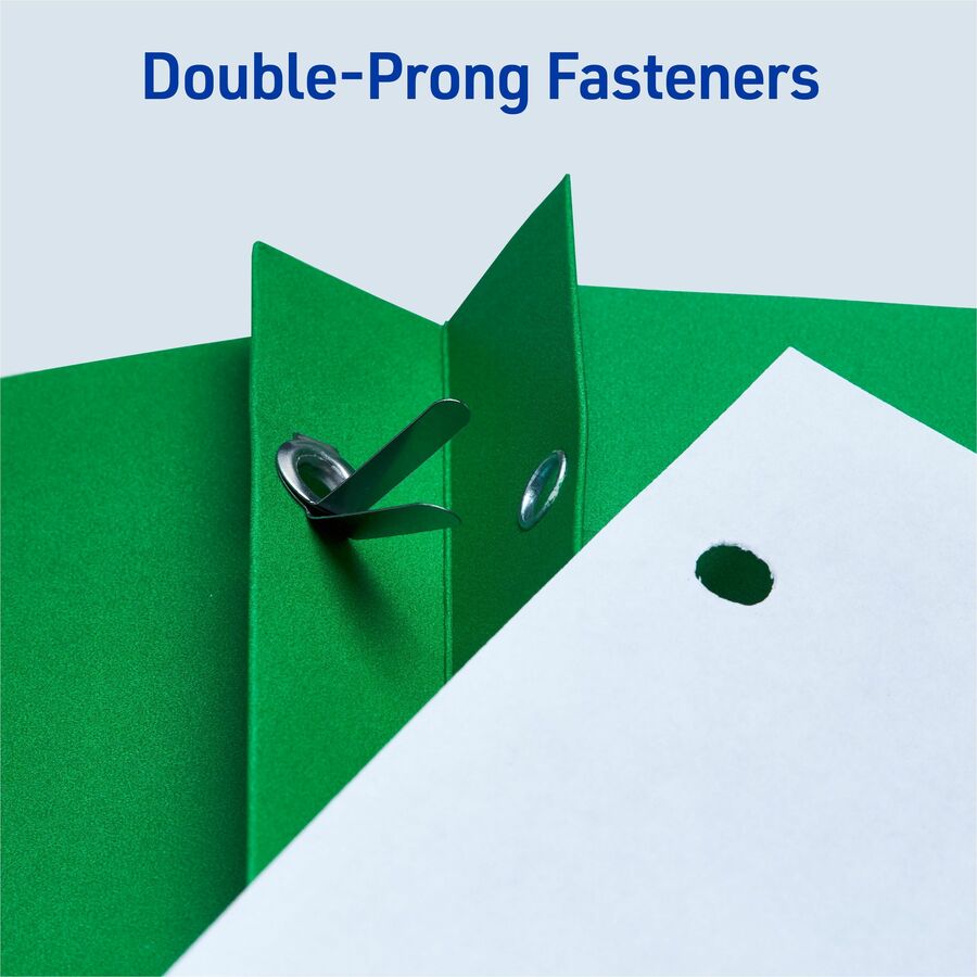 Avery&reg; Letter Report Cover - 8 1/2" x 11" - 70 Sheets Capacity - 3 x 3-prong Fastener Fastener(s) - 1/2" for Folder - 2 Internal Pocket(s) - Paper - Green - 0% Recycled - 25 / Box