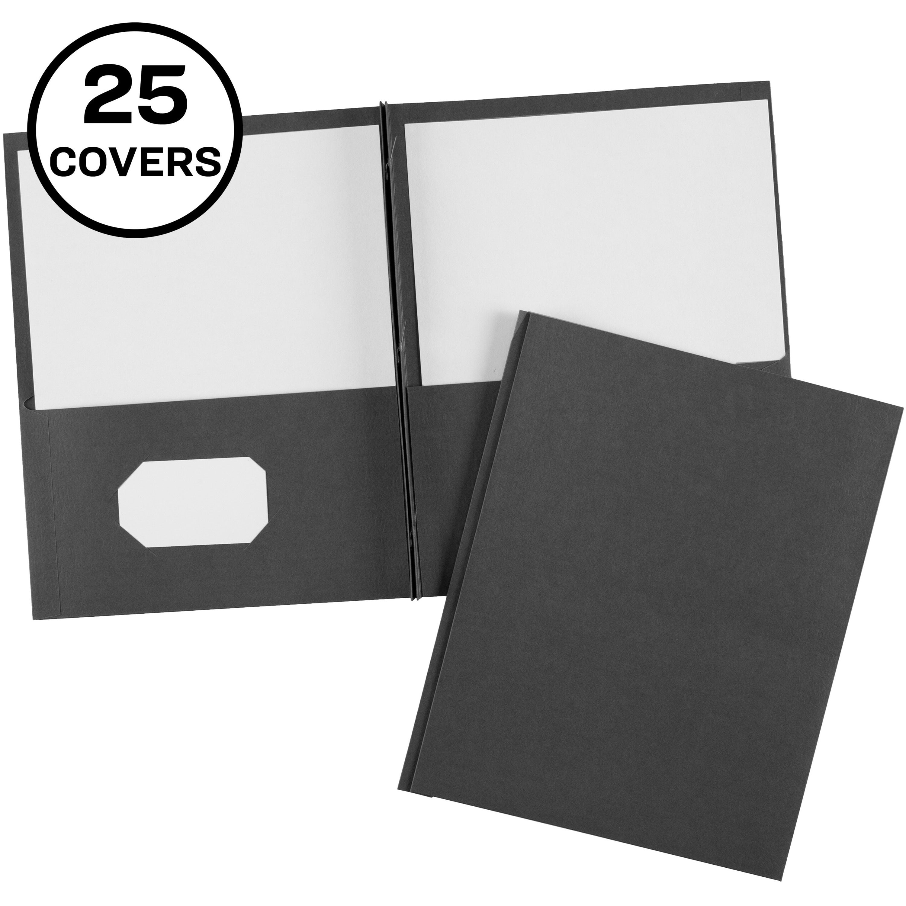 Avery&reg; Letter Report Cover - 8 1/2" x 11" - 70 Sheets Capacity - 3 x 3-prong Fastener Fastener(s) - 1/2" for Folder - 2 Internal Pocket(s) - Black - 0% Recycled - 25 / Box