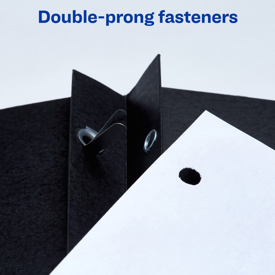 Avery&reg; Letter Report Cover - 8 1/2" x 11" - 70 Sheets Capacity - 3 x 3-prong Fastener Fastener(s) - 1/2" for Folder - 2 Internal Pocket(s) - Black - 0% Recycled - 25 / Box