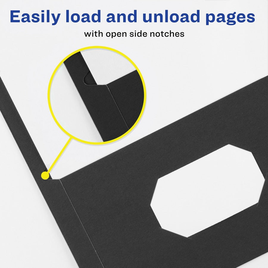 Avery&reg; Letter Report Cover - 8 1/2" x 11" - 70 Sheets Capacity - 3 x 3-prong Fastener Fastener(s) - 1/2" for Folder - 2 Internal Pocket(s) - Black - 0% Recycled - 25 / Box