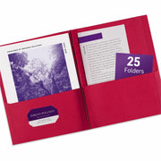 Avery&reg; Letter Report Cover - 8 1/2" x 11" - 70 Sheets Capacity - 3 x 3-prong Fastener Fastener(s) - 1/2" for Folder - 2 Internal Pocket(s) - Paper - Red - 0% Recycled - 25 / Box