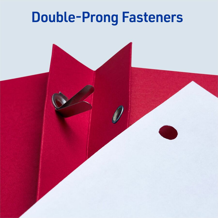 Avery&reg; Letter Report Cover - 8 1/2" x 11" - 70 Sheets Capacity - 3 x 3-prong Fastener Fastener(s) - 1/2" for Folder - 2 Internal Pocket(s) - Paper - Red - 0% Recycled - 25 / Box