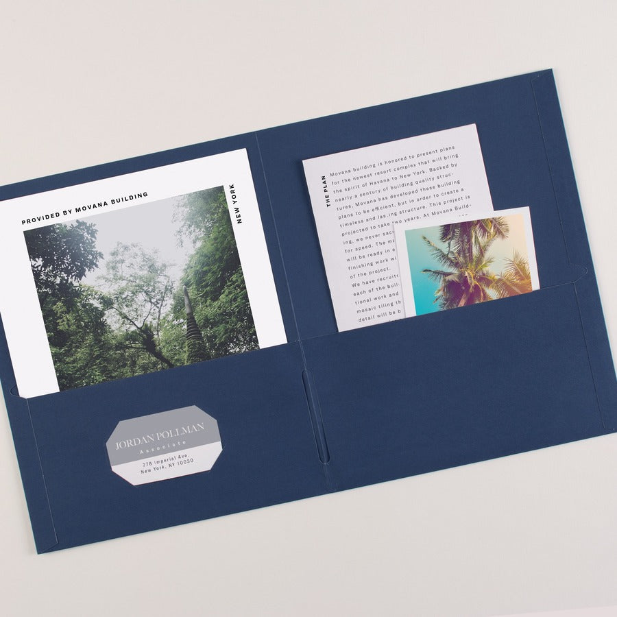 Avery&reg; Letter Pocket Folder - 8 1/2" x 11" - 40 Sheets Capacity - 2 Internal Pocket(s) - Paper - Dark Blue - 0% Recycled - 25 / Box
