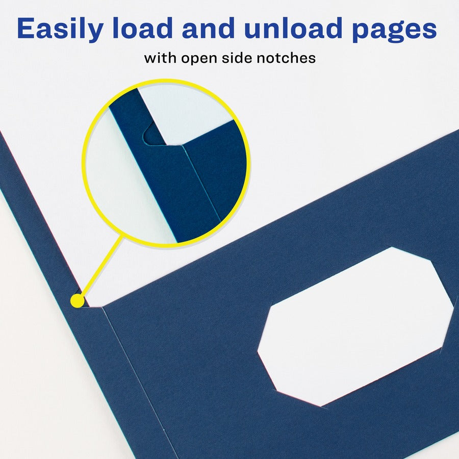 Avery&reg; Letter Pocket Folder - 8 1/2" x 11" - 40 Sheets Capacity - 2 Internal Pocket(s) - Paper - Dark Blue - 0% Recycled - 25 / Box