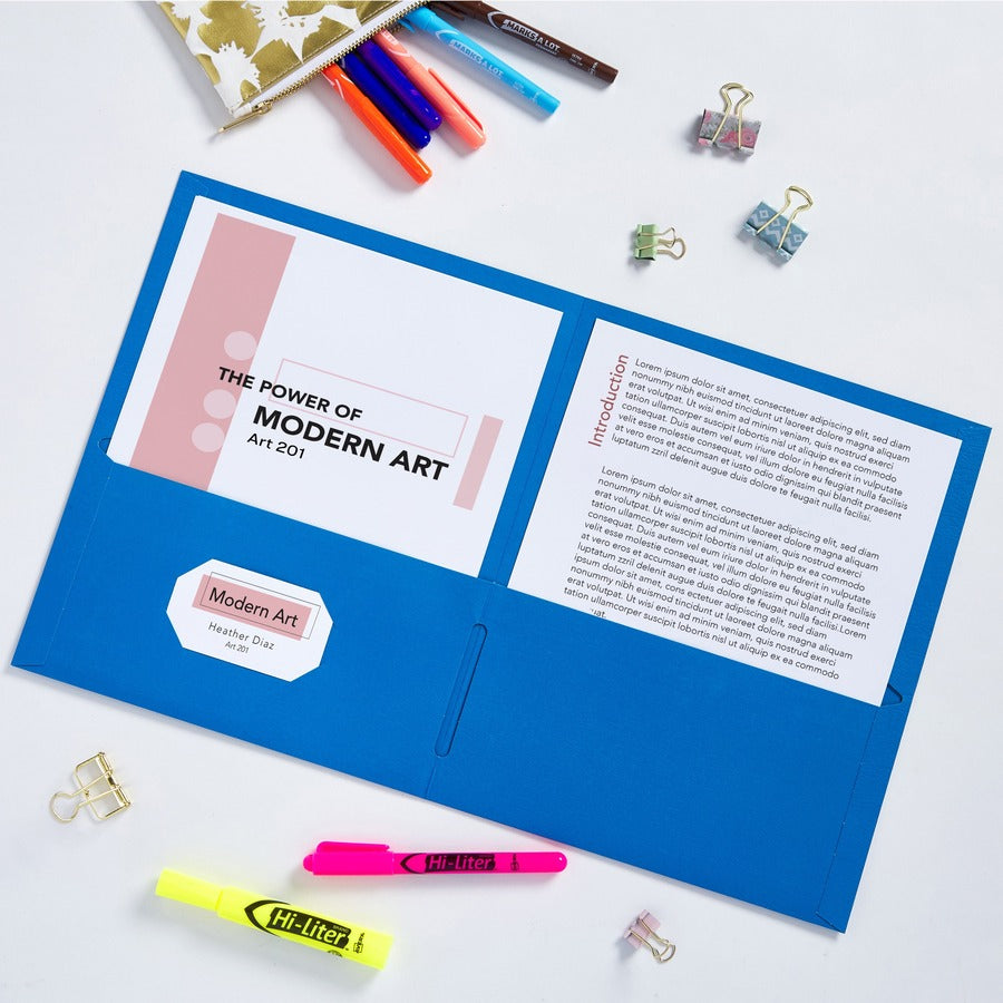 Avery&reg; Letter Pocket Folder - 8 1/2" x 11" - 40 Sheets Capacity - 2 Internal Pocket(s) - Paper - Light Blue - 0% Recycled - 25 / Box