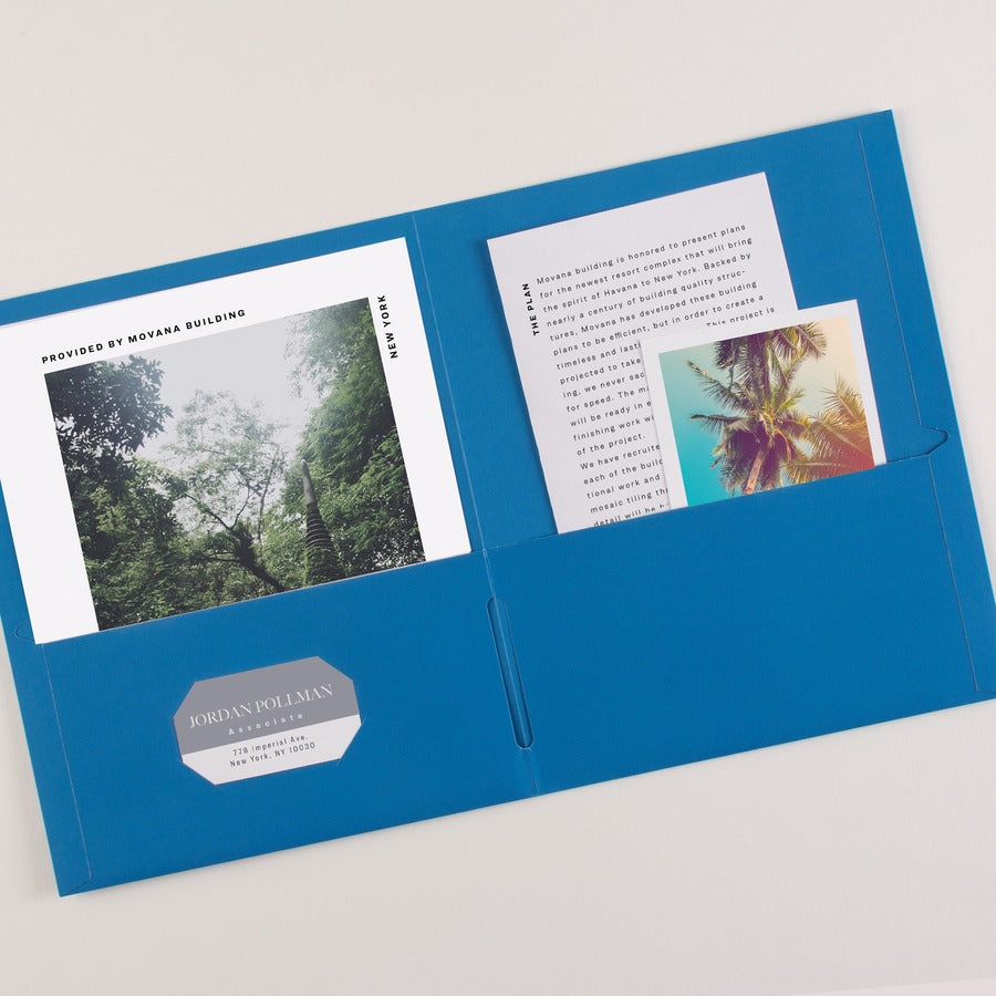 Avery&reg; Letter Pocket Folder - 8 1/2" x 11" - 40 Sheets Capacity - 2 Internal Pocket(s) - Paper - Light Blue - 0% Recycled - 25 / Box
