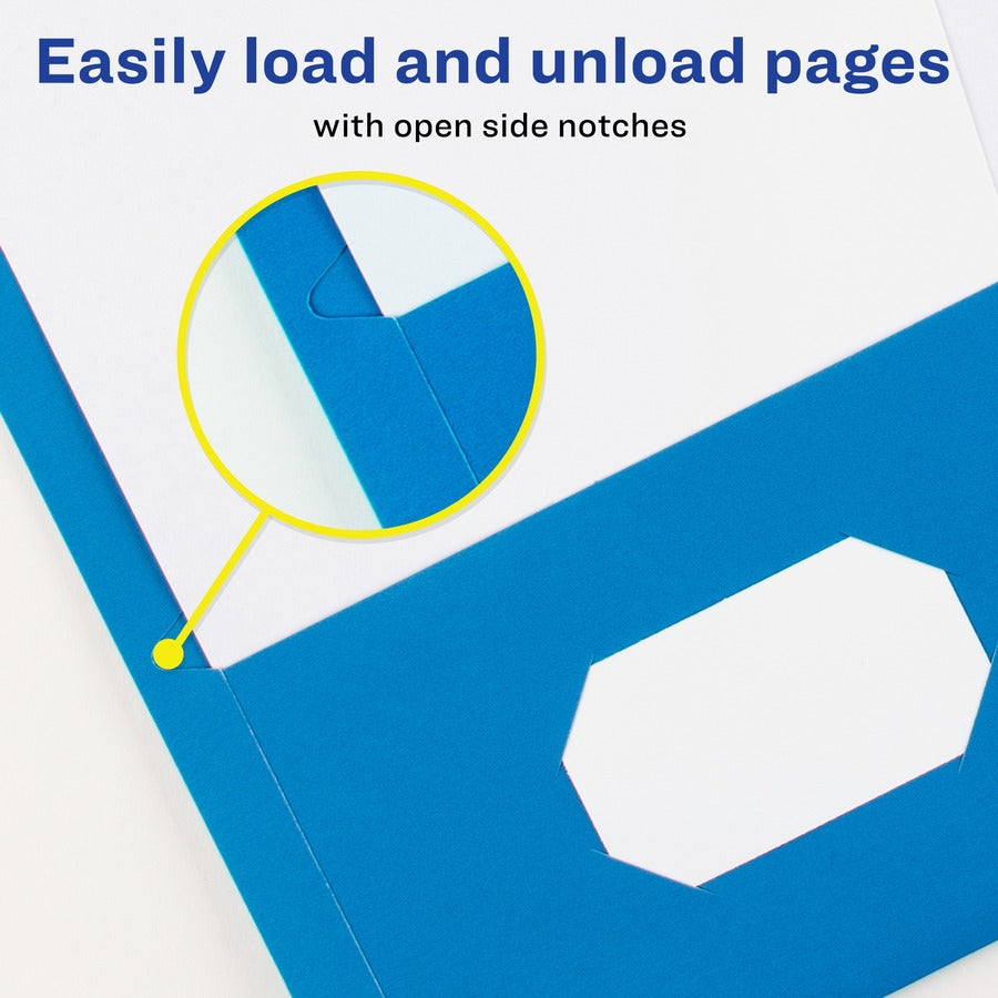 Avery&reg; Letter Pocket Folder - 8 1/2" x 11" - 40 Sheets Capacity - 2 Internal Pocket(s) - Paper - Light Blue - 0% Recycled - 25 / Box