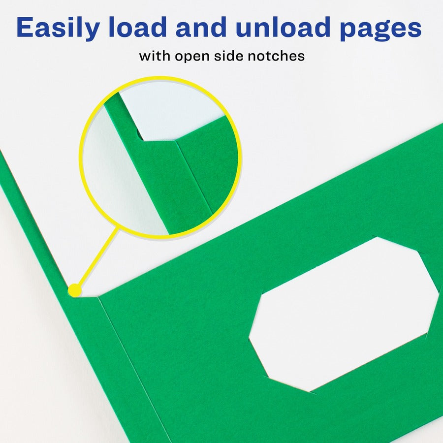Avery&reg; Letter Pocket Folder - 8 1/2" x 11" - 40 Sheets Capacity - 2 Internal Pocket(s) - Paper - Green - 0% Recycled - 25 / Box