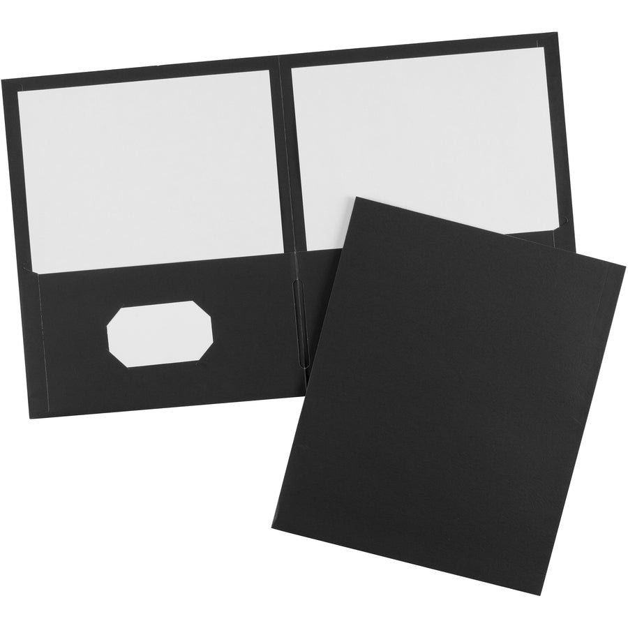 Avery&reg; Letter Pocket Folder - 8 1/2" x 11" - 40 Sheets Capacity - 2 Internal Pocket(s) - Paper - Black - 0% Recycled - 25 / Box