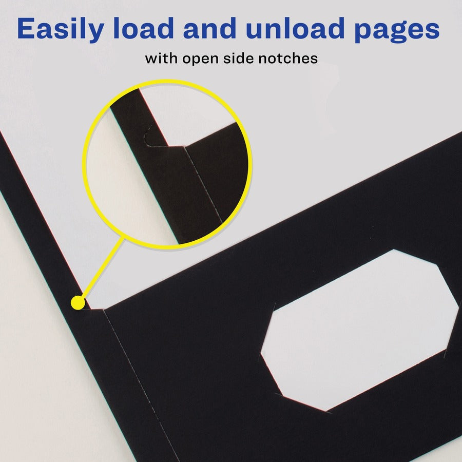 Avery&reg; Letter Pocket Folder - 8 1/2" x 11" - 40 Sheets Capacity - 2 Internal Pocket(s) - Paper - Black - 0% Recycled - 25 / Box