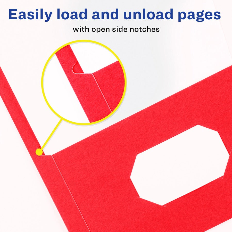 Avery&reg; Letter Pocket Folder - 8 1/2" x 11" - 40 Sheets Capacity - 2 Internal Pocket(s) - Paper - Red - 0% Recycled - 25 / Box