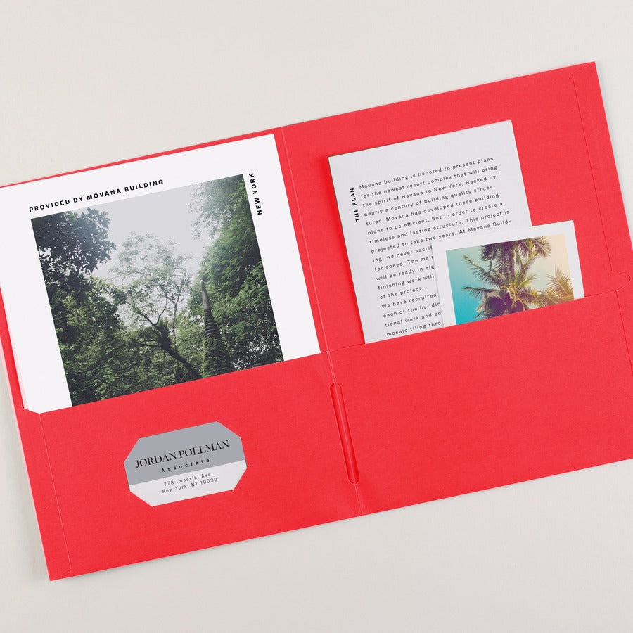 Avery&reg; Letter Pocket Folder - 8 1/2" x 11" - 40 Sheets Capacity - 2 Internal Pocket(s) - Paper - Red - 0% Recycled - 25 / Box