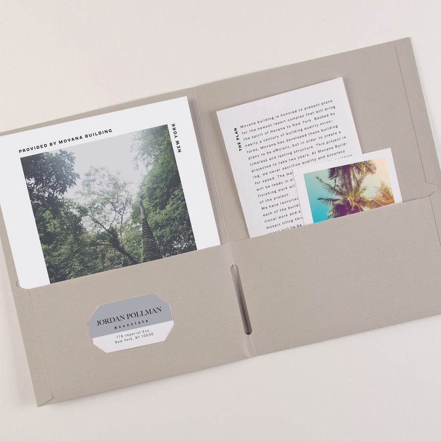 Avery&reg; Letter Pocket Folder - 8 1/2" x 11" - 40 Sheets Capacity - 2 Internal Pocket(s) - Paper - Gray - 0% Recycled - 25 / Box