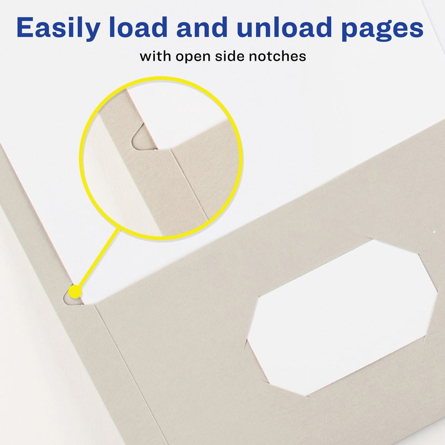 Avery&reg; Letter Pocket Folder - 8 1/2" x 11" - 40 Sheets Capacity - 2 Internal Pocket(s) - Paper - Gray - 0% Recycled - 25 / Box
