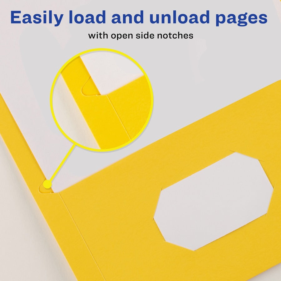 Avery&reg; Letter Pocket Folder - 8 1/2" x 11" - 40 Sheets Capacity - 2 Internal Pocket(s) - Paper - Yellow - 0% Recycled - 25 / Box
