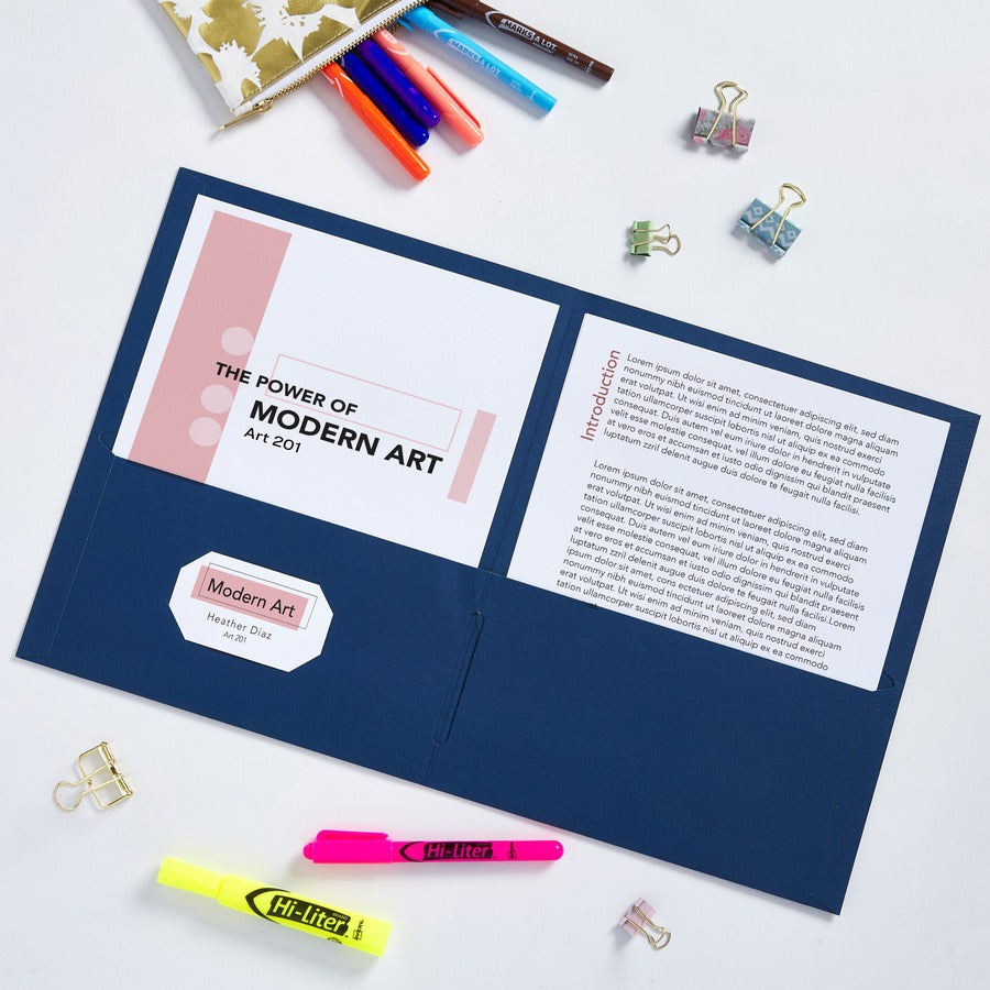 Avery&reg; Letter Pocket Folder - 8 1/2" x 11" - 40 Sheets Capacity - 2 Internal Pocket(s) - Paper - Assorted - 0% Recycled - 25 / Box