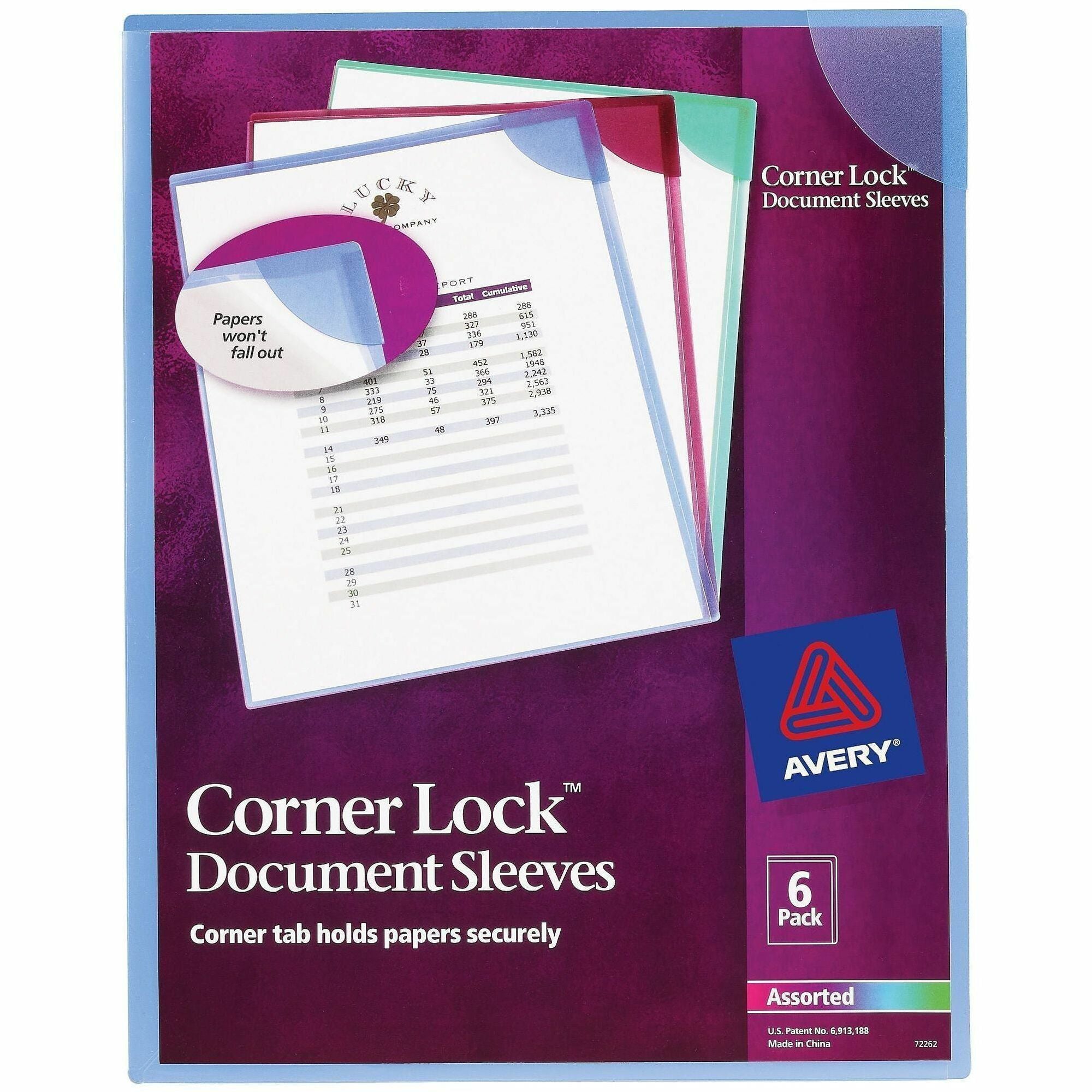 8 1/2" x 11" - 20 Sheets Capacity - Poly - Blue, Green, Purple - 0% Recycled - 6 / Pack