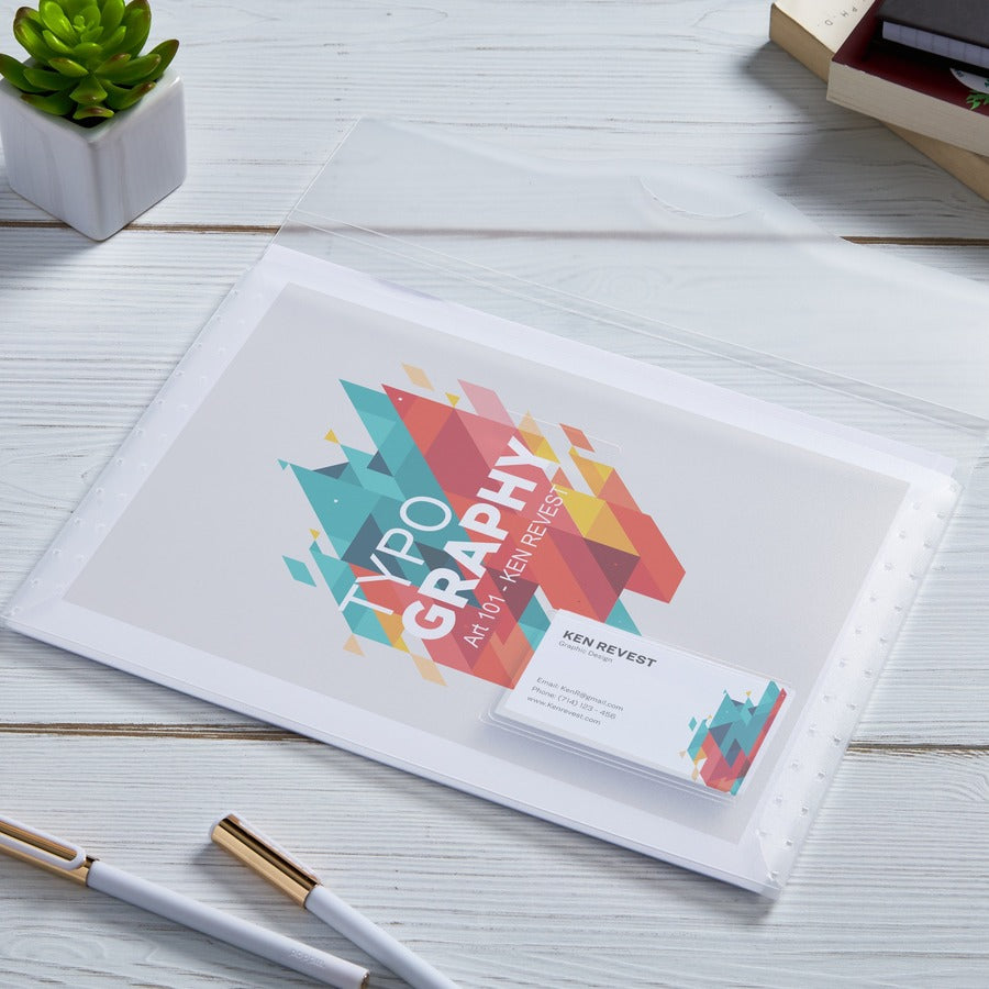 8 1/2" x 11" - 50 Sheets Capacity - 1 Front Pocket(s) - Poly - Clear - 0% Recycled - 12 / Box