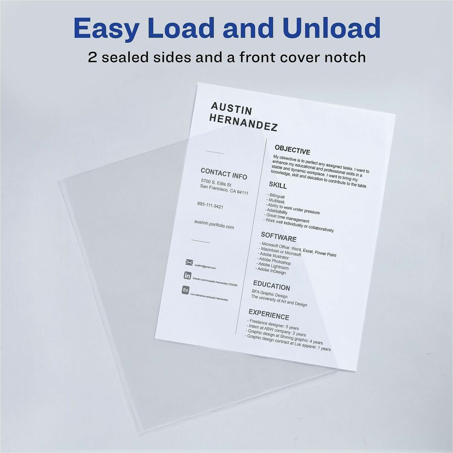 8 1/2" x 11" - 100 Sheets Capacity - Polypropylene - Clear - Non-stick, Lightweight - 12 / Pack