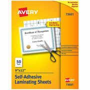 Laminating Pouch/Sheet Size: 9" Width x 12" Length - for Certificate - Self-adhesive, Photo-safe, Self-adhesive - Clear - 50 / Box