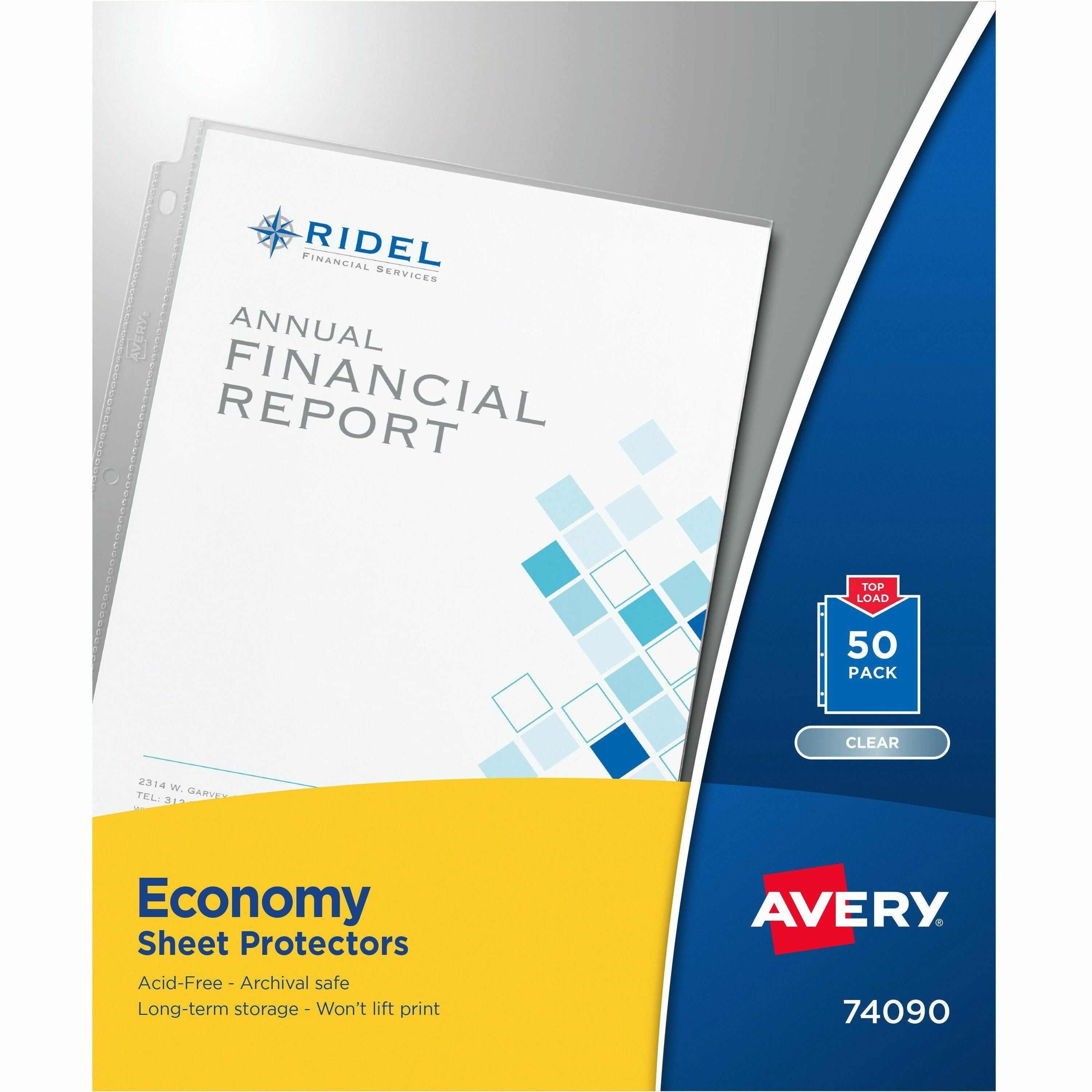 Avery&reg; Economy-Weight Sheet Protectors - For Letter 8 1/2" x 11" Sheet - Clear - Polypropylene - 50 / Box