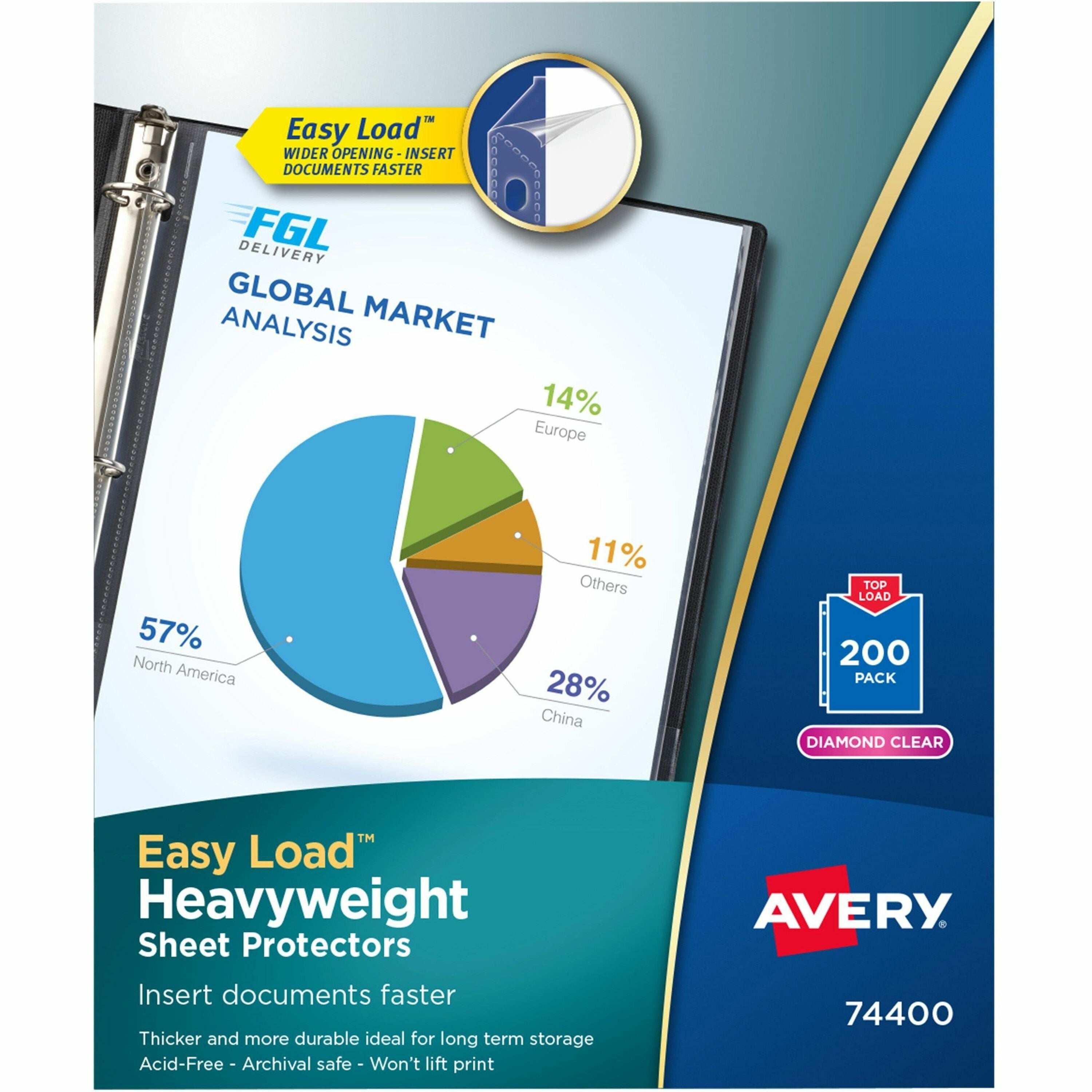 Avery&reg; Heavyweight Sheet Protectors - For Letter 8 1/2" x 11" Sheet - Diamond Clear - Polypropylene - 200 / Box