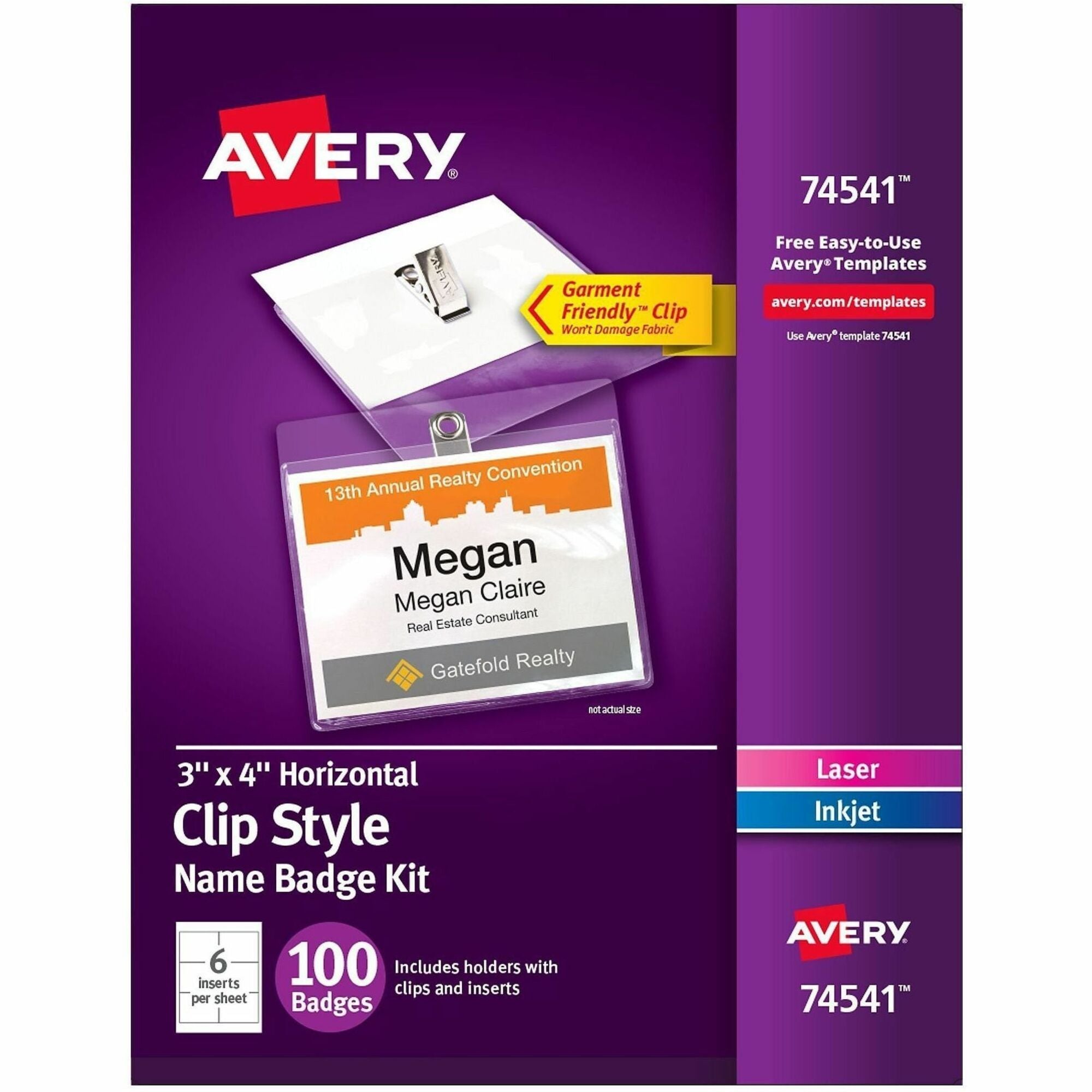 4" x 3" - Clip - White, Clear - 1 Box
