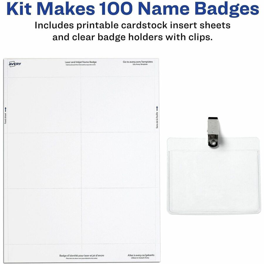 4" x 3" - Clip - White, Clear - 1 Box