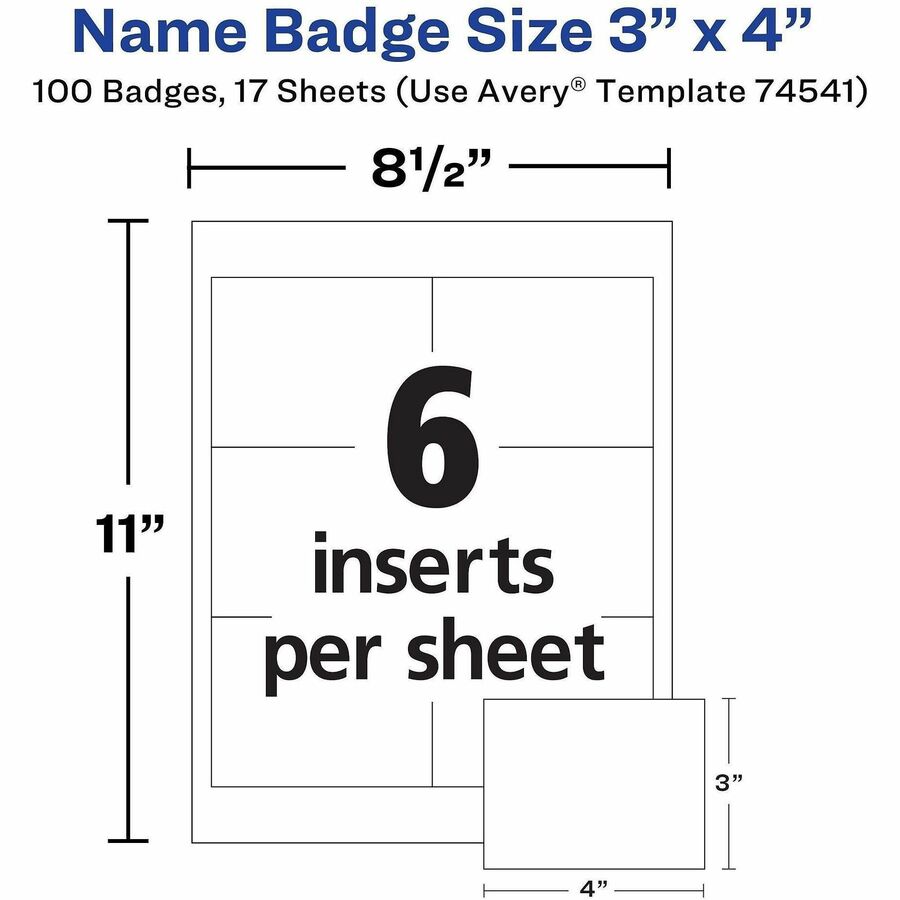 4" x 3" - Clip - White, Clear - 1 Box