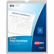 Avery&reg; Vinyl File Pocket - 9" x 12" - 60 Sheets Capacity - 1 Pocket(s) - Vinyl - Clear - 10 / Pack