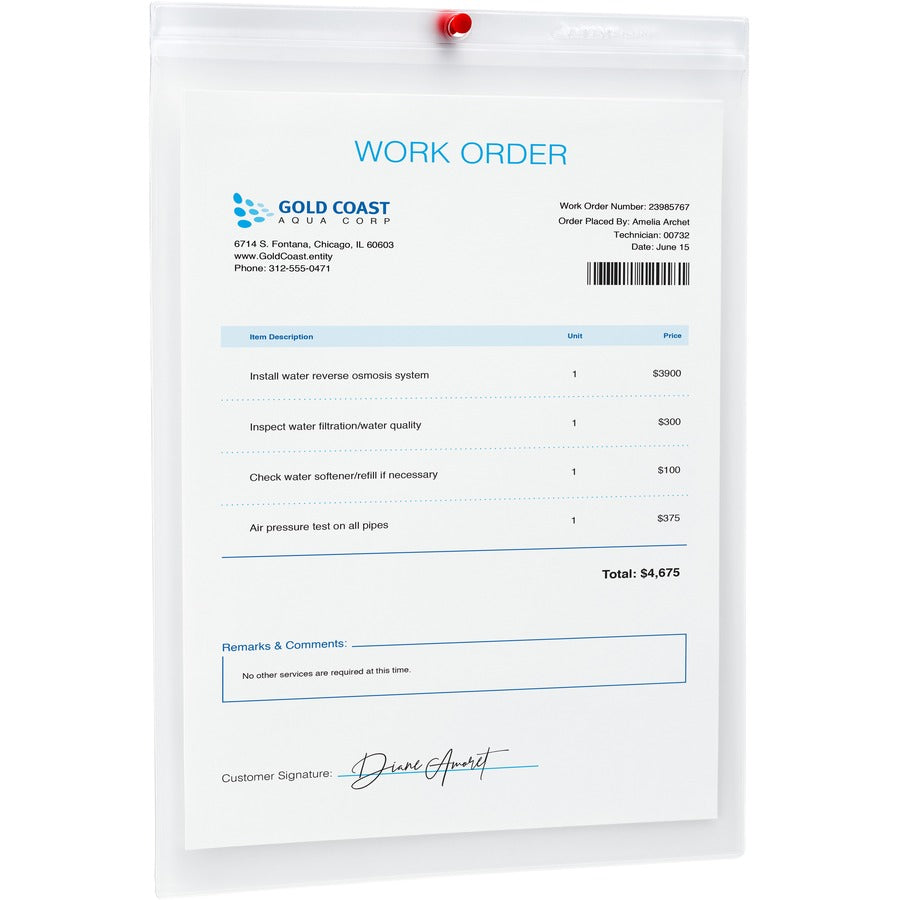 Avery&reg; Vinyl File Pocket - 9" x 12" - Vinyl - Clear - Punched, Heavyweight - 10 / Pack