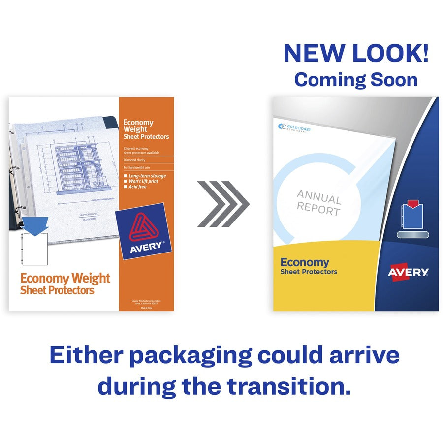 Avery&reg; Economy-Weight Sheet Protectors - For Letter 8 1/2" x 11" Sheet - Clear - Polypropylene - 100 / Box