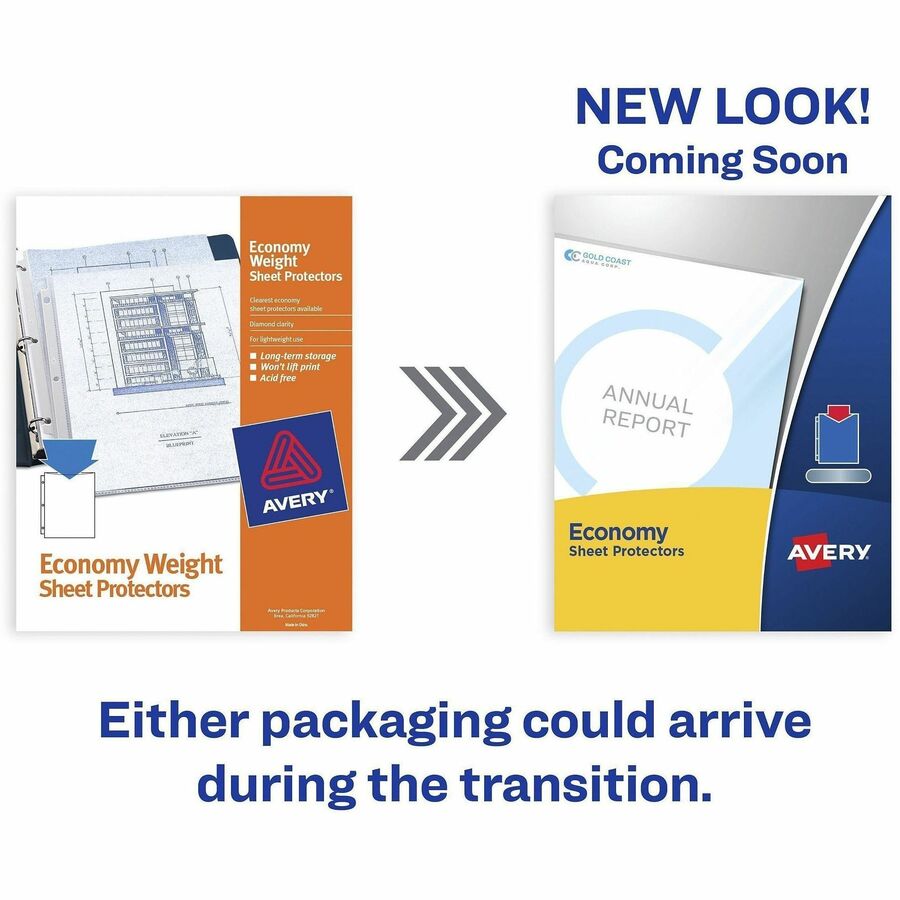 Avery&reg; Economy-Weight Sheet Protectors - For Letter 8 1/2" x 11" Sheet - Clear - Polypropylene - 100 / Box