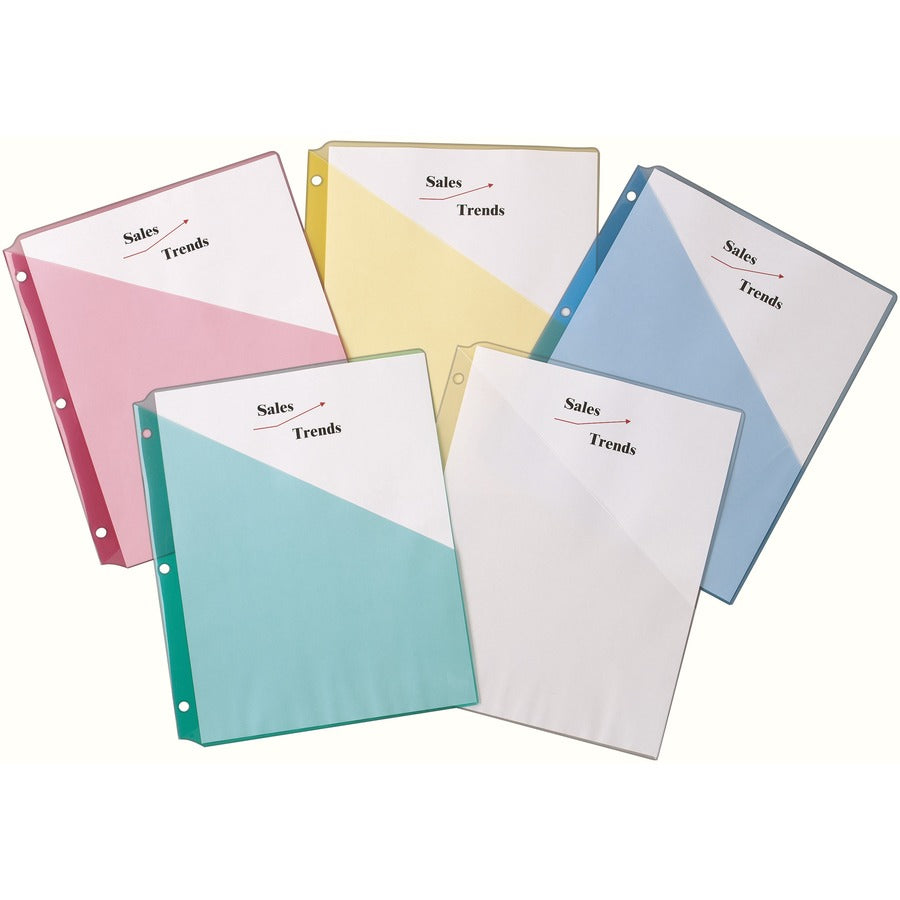 8 1/2" x 11" - 20 Sheets Capacity - 3 Pocket(s) - Polypropylene - Assorted - Tear Resistant, Acid-free, Archival-safe, PVC-free, Durable - 5 / Pack