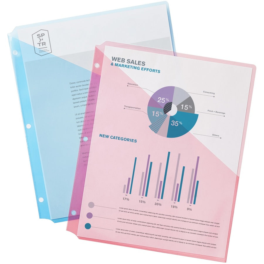 8 1/2" x 11" - 20 Sheets Capacity - 3 Pocket(s) - Polypropylene - Assorted - Tear Resistant, Acid-free, Archival-safe, PVC-free, Durable - 5 / Pack