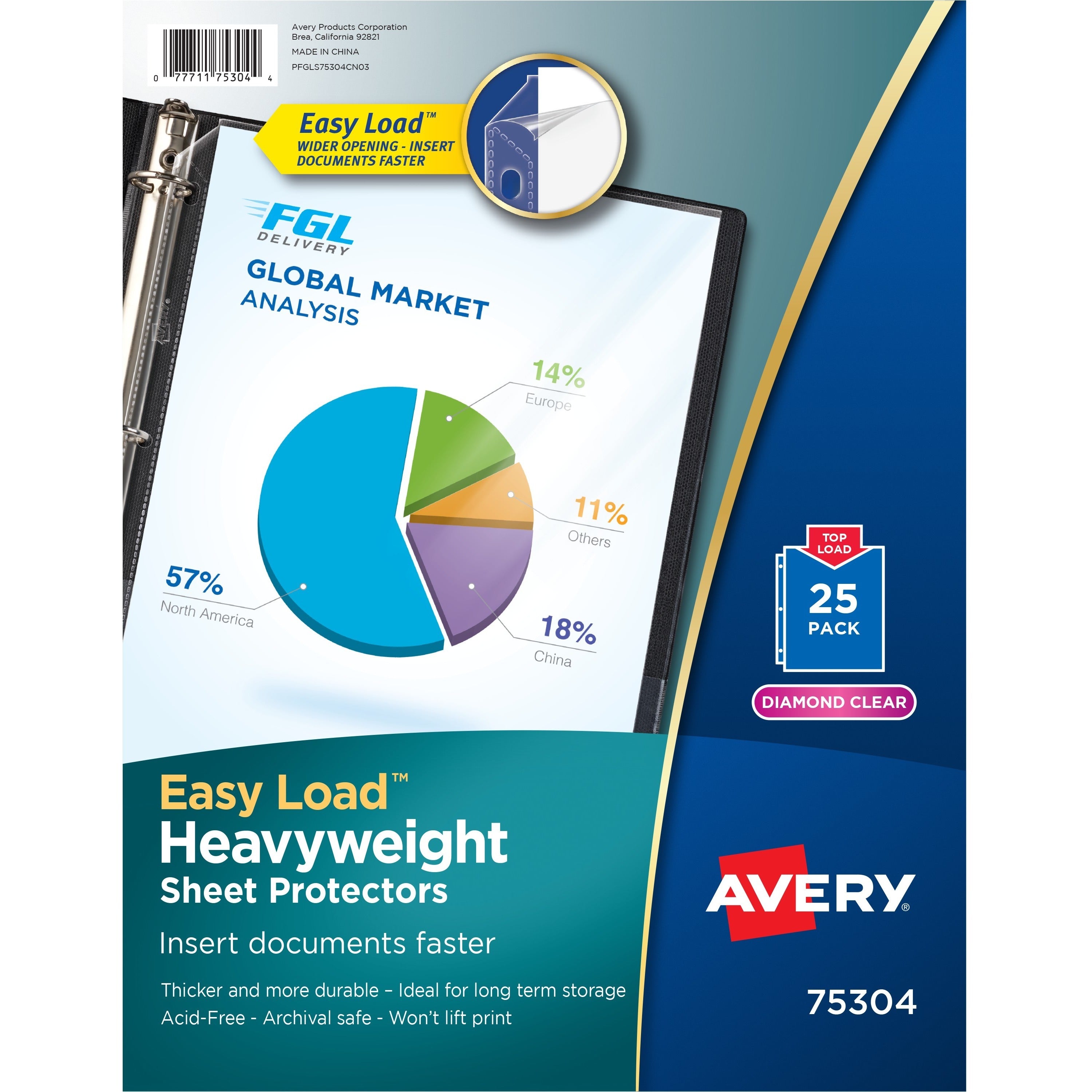 Sheet Capacity - For Letter 8 1/2" x 11" Sheet - Ring Binder - Top Loading - Diamond Clear - Polypropylene - 25 / Pack