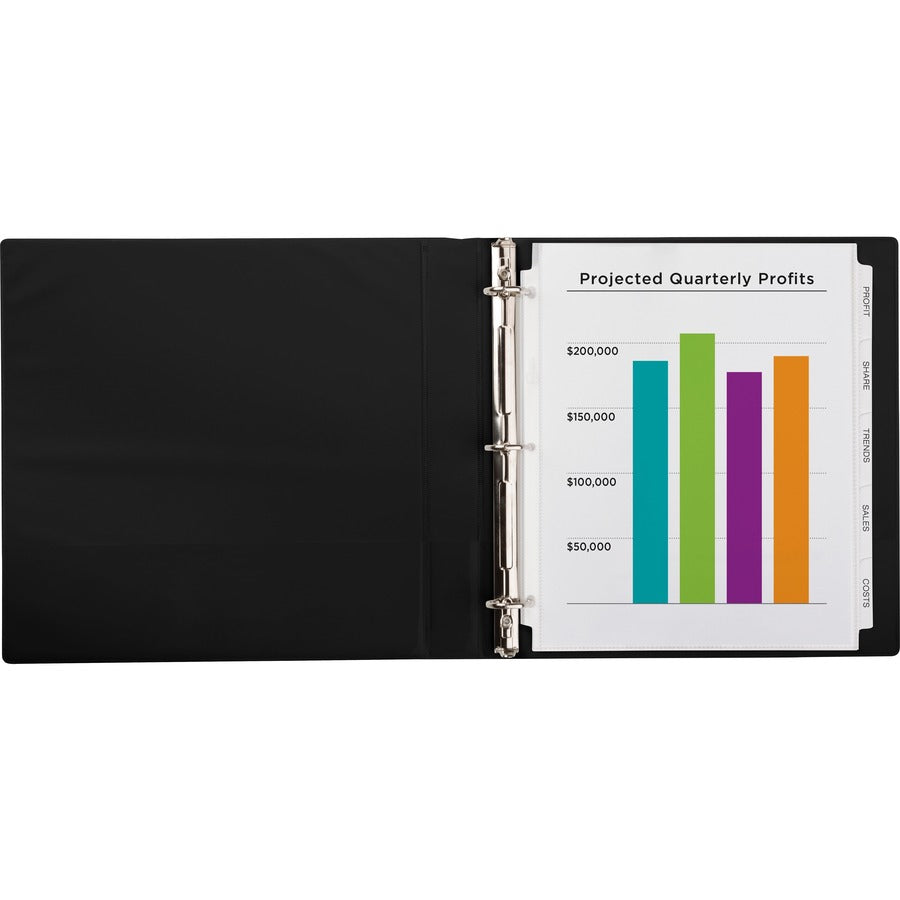Avery&reg; Index Maker Index Divider - 5 x Divider(s) - 5 - 5 Tab(s)/Set - 8.5" Divider Width x 11" Divider Length - 3 Hole Punched - Clear Plastic Divider - Clear Plastic Tab(s) - 5 / Set