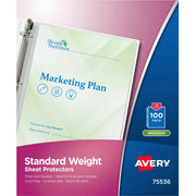 Avery&reg; Standard Weight Sheet Protectors - Sheet Capacity - For Letter 8 1/2" x 11" Sheet - Ring Binder - Top Loading - Clear - Polypropylene - 1 Box