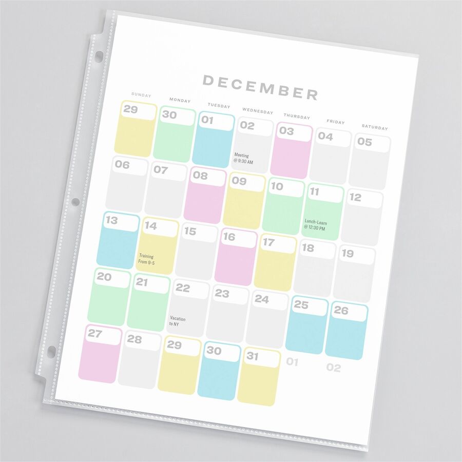 For Letter 8 1/2" x 11" Sheet - 3 x Holes - Ring Binder - Top Loading - Semi Clear - Polypropylene - 1 Box