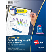 Avery&reg; Secure Top Sheet Protectors - For Letter 8 1/2" x 11" Sheet - 3 x Holes - Ring Binder - Top Loading - Clear - Polypropylene - 1 Pack