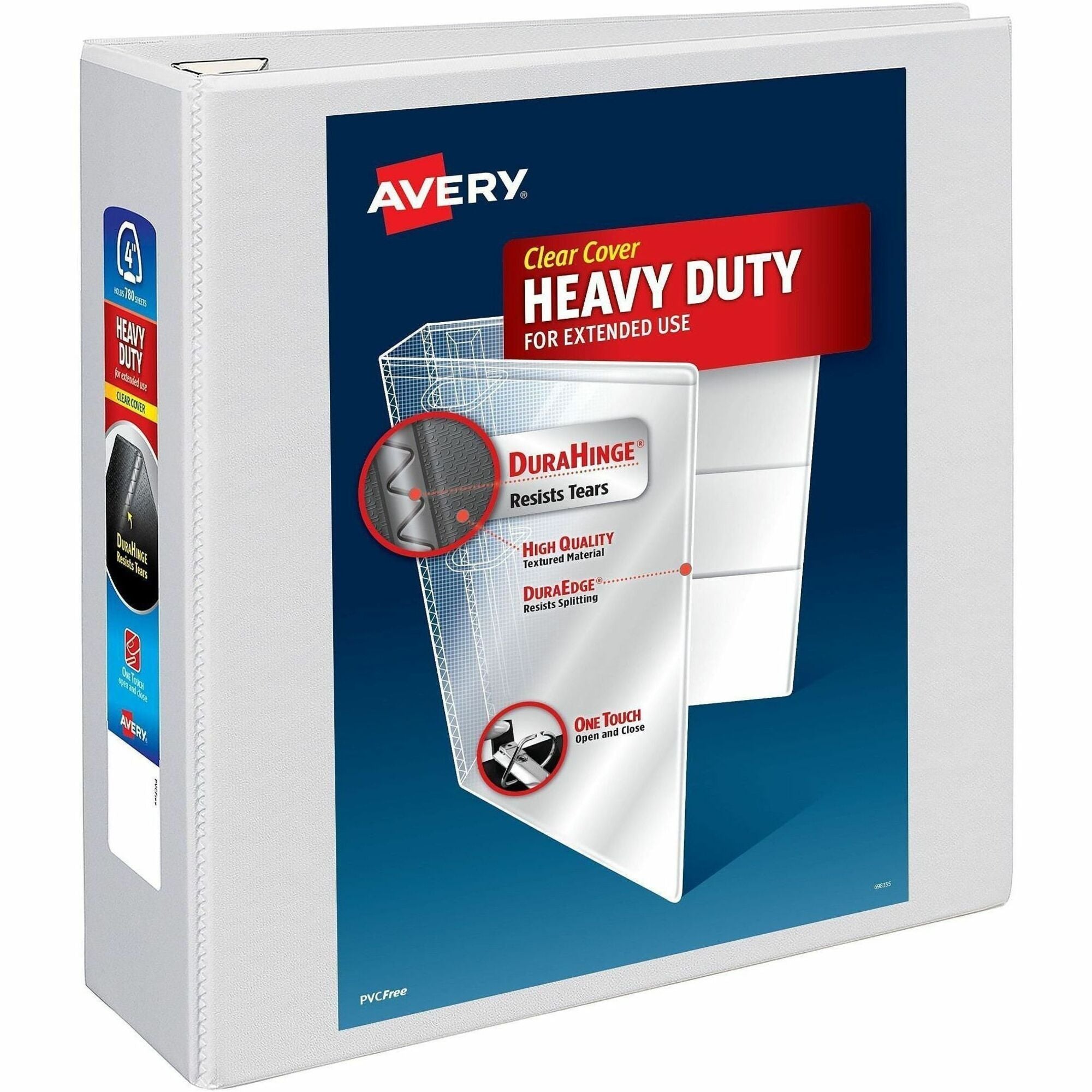 Avery&reg; Heavy-Duty Binder, 4" One Touch EZD(R) Rings, White (79104)