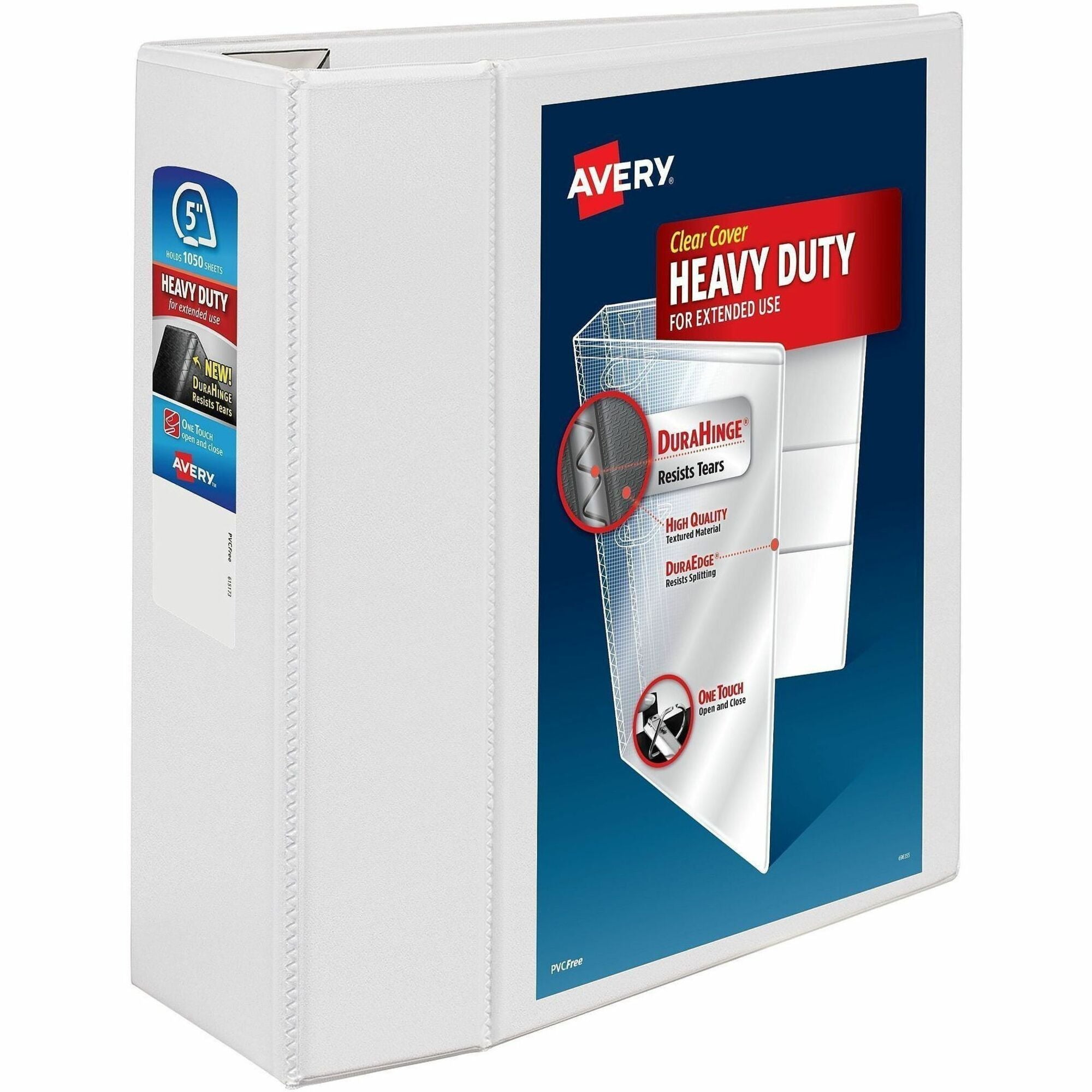 Avery&reg; Heavy-Duty Binder, 5" One Touch EZD(R) Rings, White (79106)